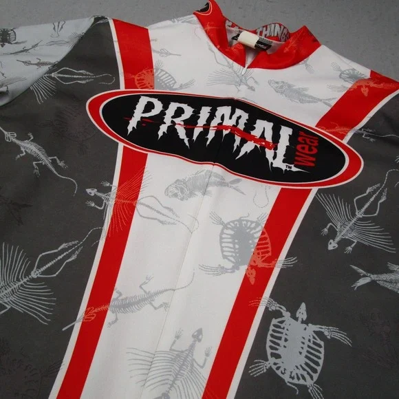 Primal Wear Dead Things Cycling Jersey Mens XL Gray Skeleton Bike Shirt Vintage - Picture 2 of 9